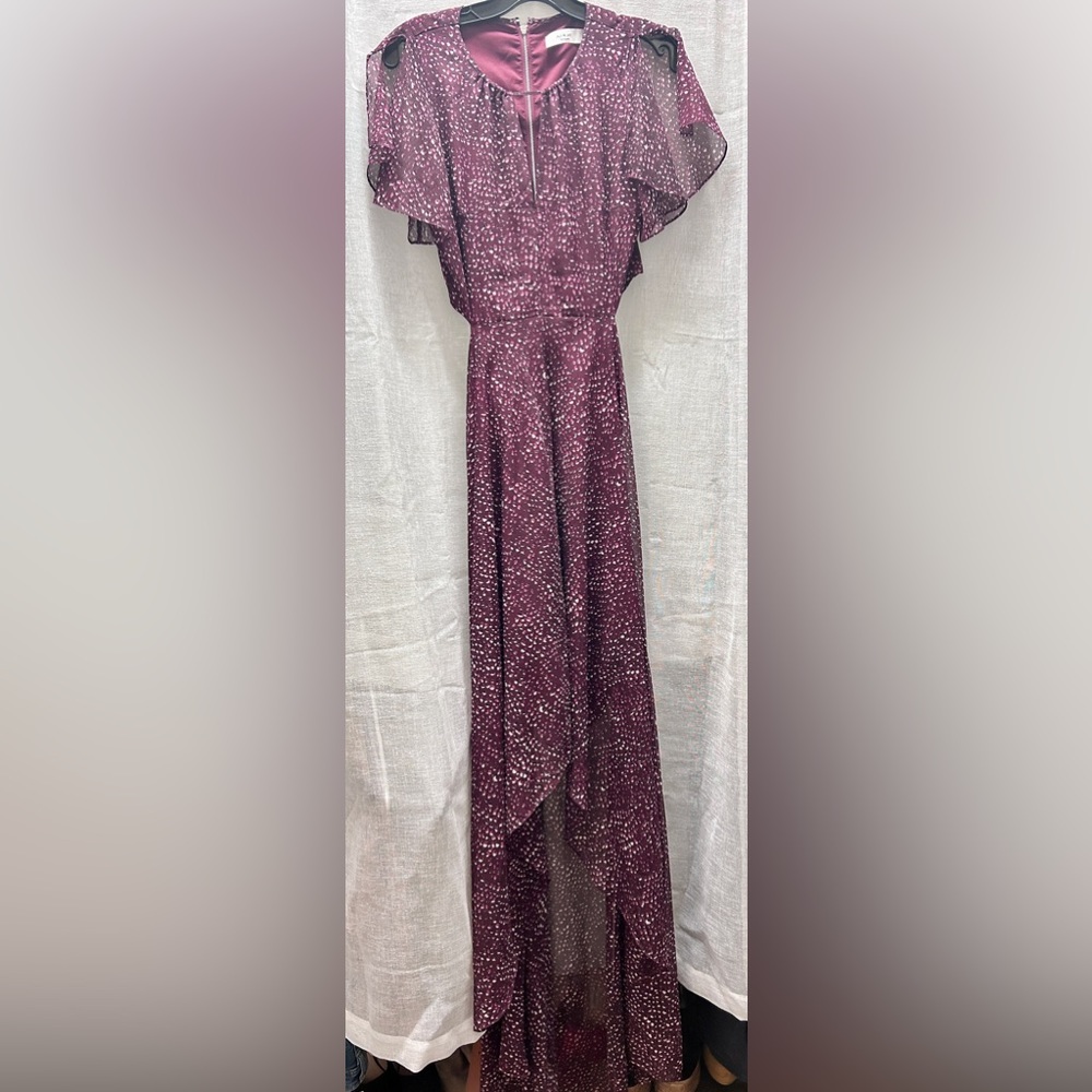 Sunset floral keyhole maxi dress - burgundy
